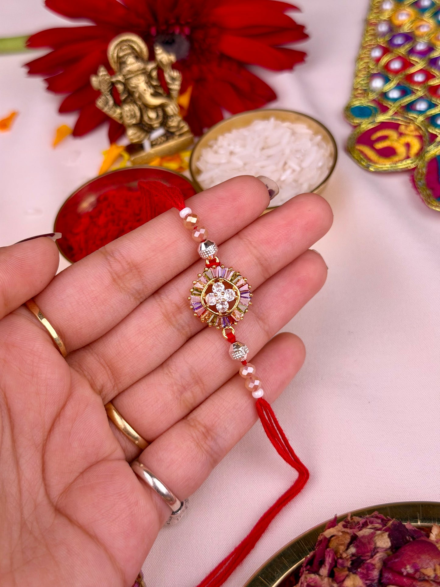 Royal Diamond Rakhi With Premium Metal Pen Gift Set