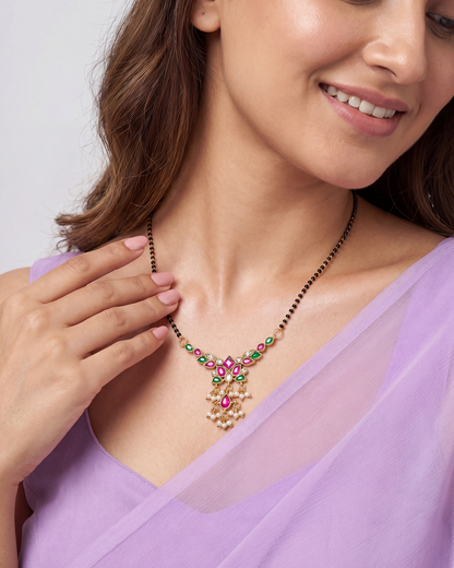 Pearl Drop Pachi Kundan Mangalsutra
