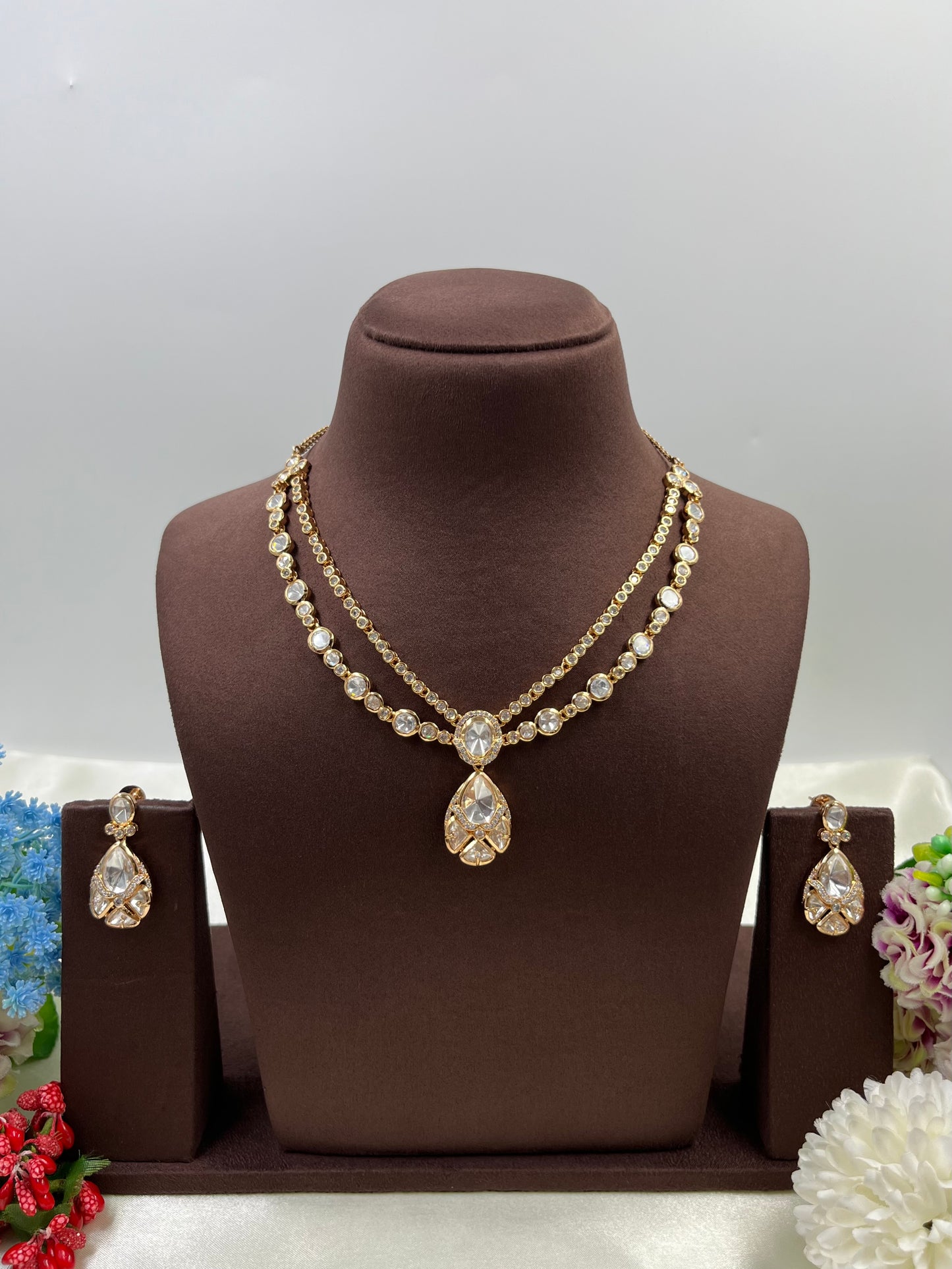 Madhuri Double layering Moissanite Delicate Necklace