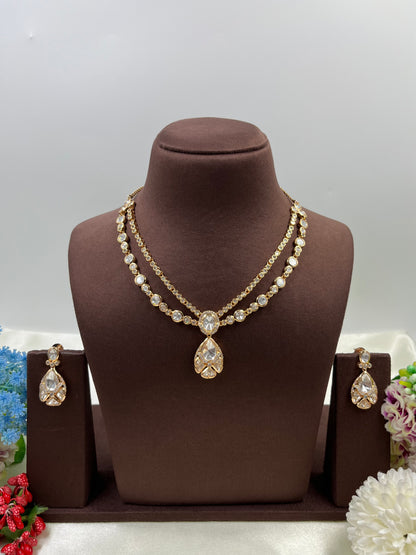 Madhuri Double layering Moissanite Delicate Necklace