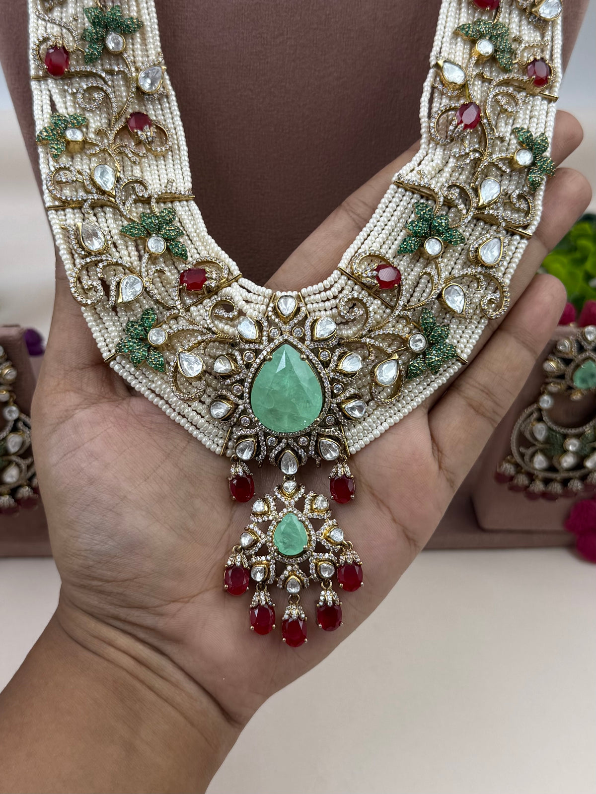 Grishma Victorian Jaipuri Kundan Long Necklace Set