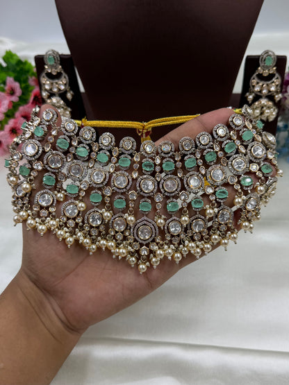 Roshni Premium Moissanite Victorian Choker Set