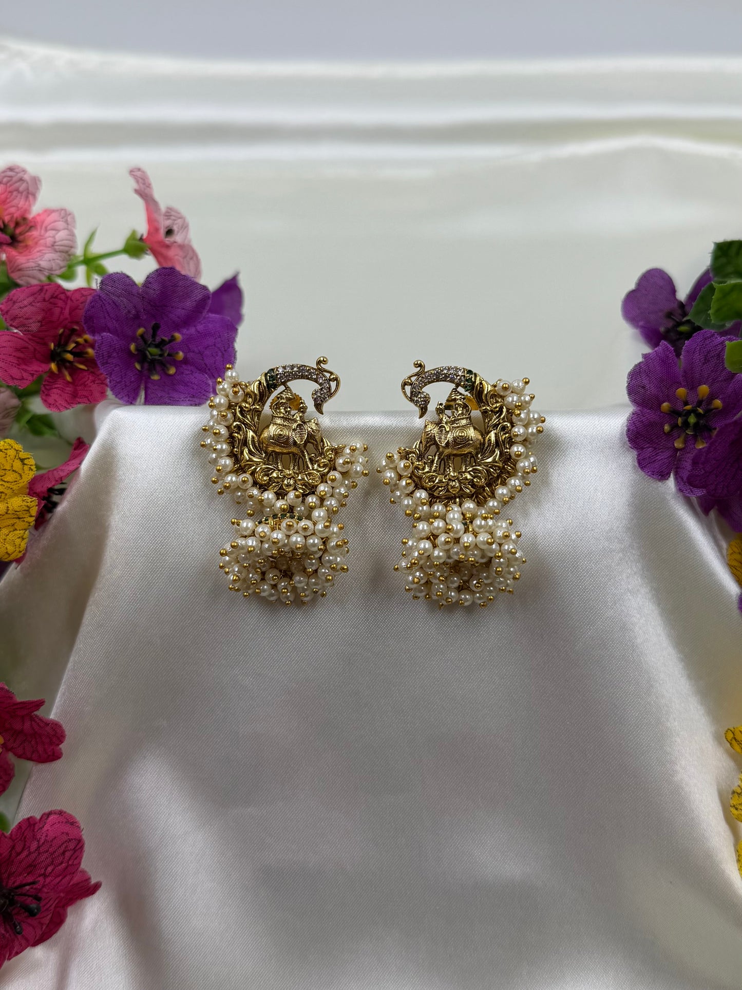 Inesha Peacock Pearl Jhumki