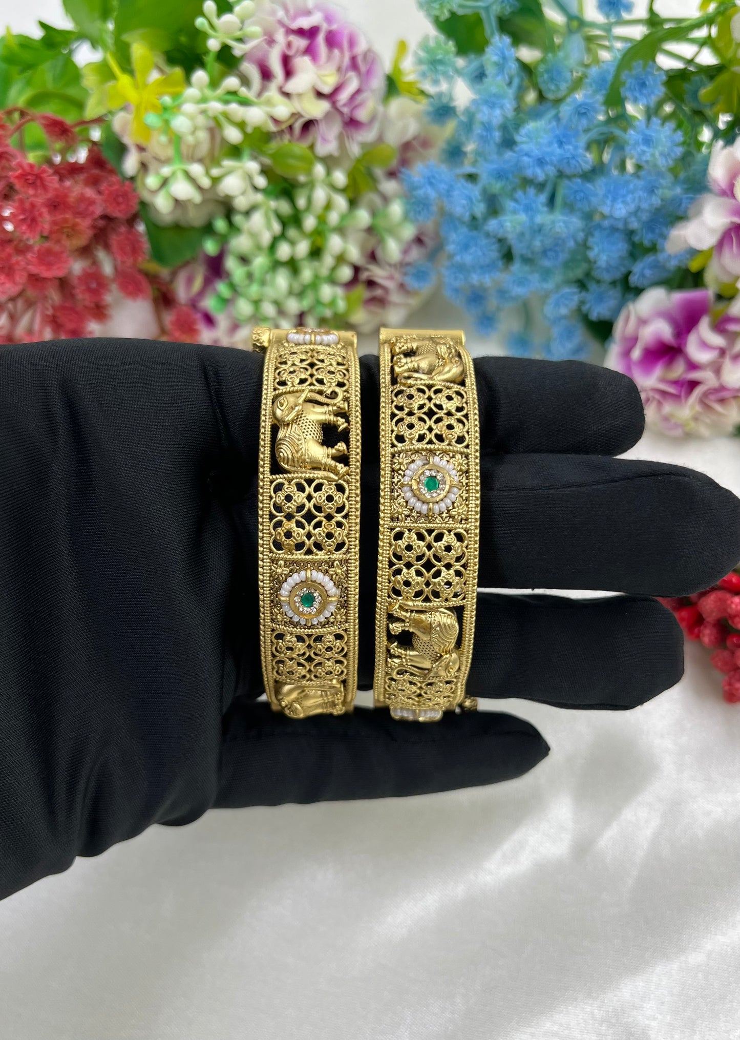 Advika Heritage Hathi Bangles (Openable)