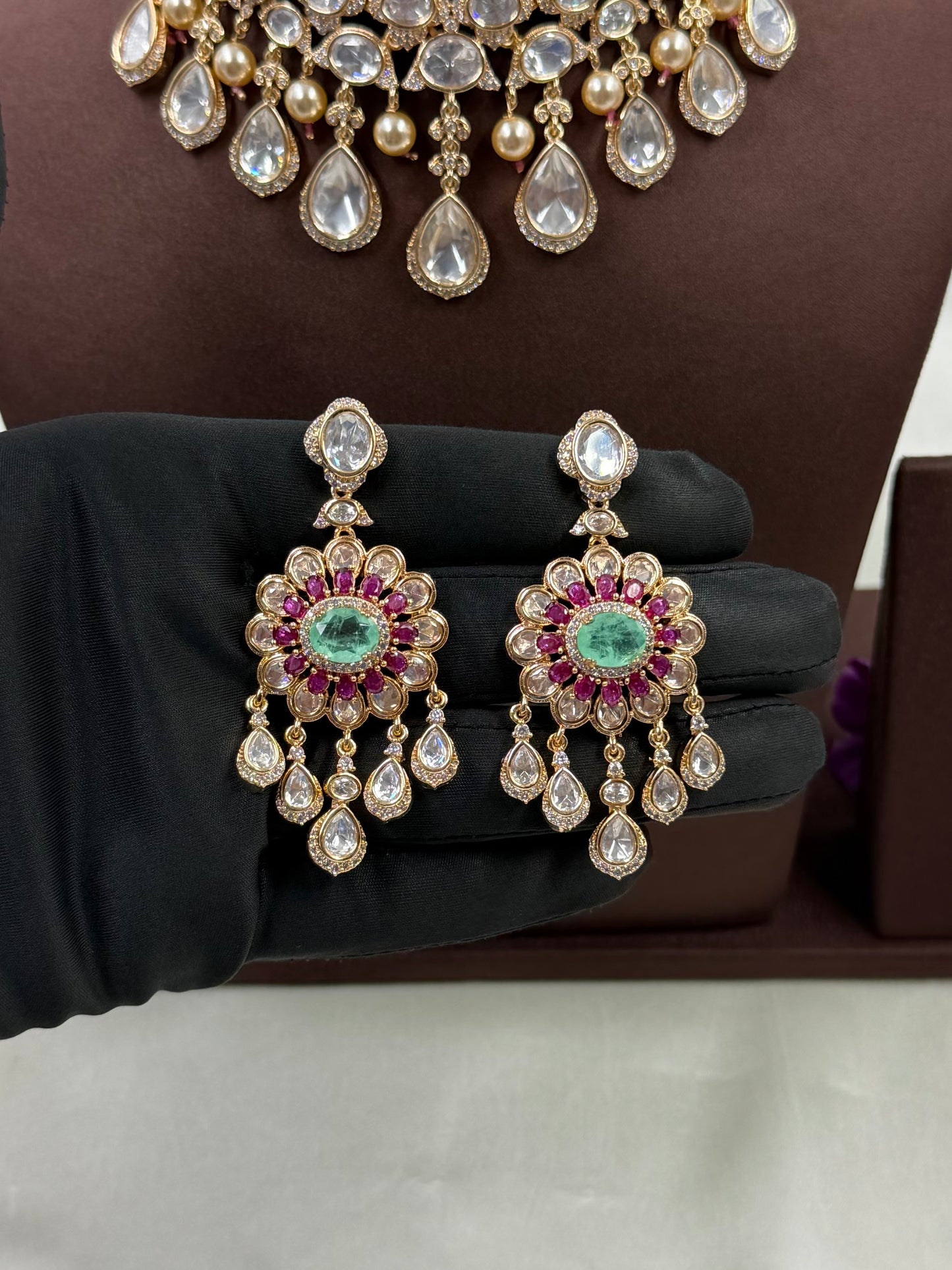 Jhanvi Moissanite Choker Necklace Set