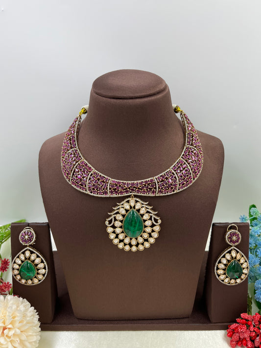 Gowri Premium Moissanite Kundan Necklace