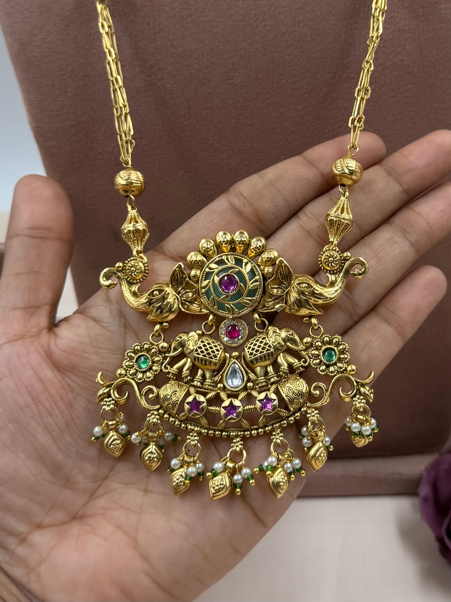 Trupti Traditional Temple Long Necklace Set