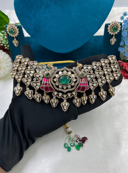 Rubani Jaipuri Kundan Necklace Set