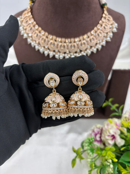 NOOR MOISSANITE KUNDAN PEARL NECKLACE SET