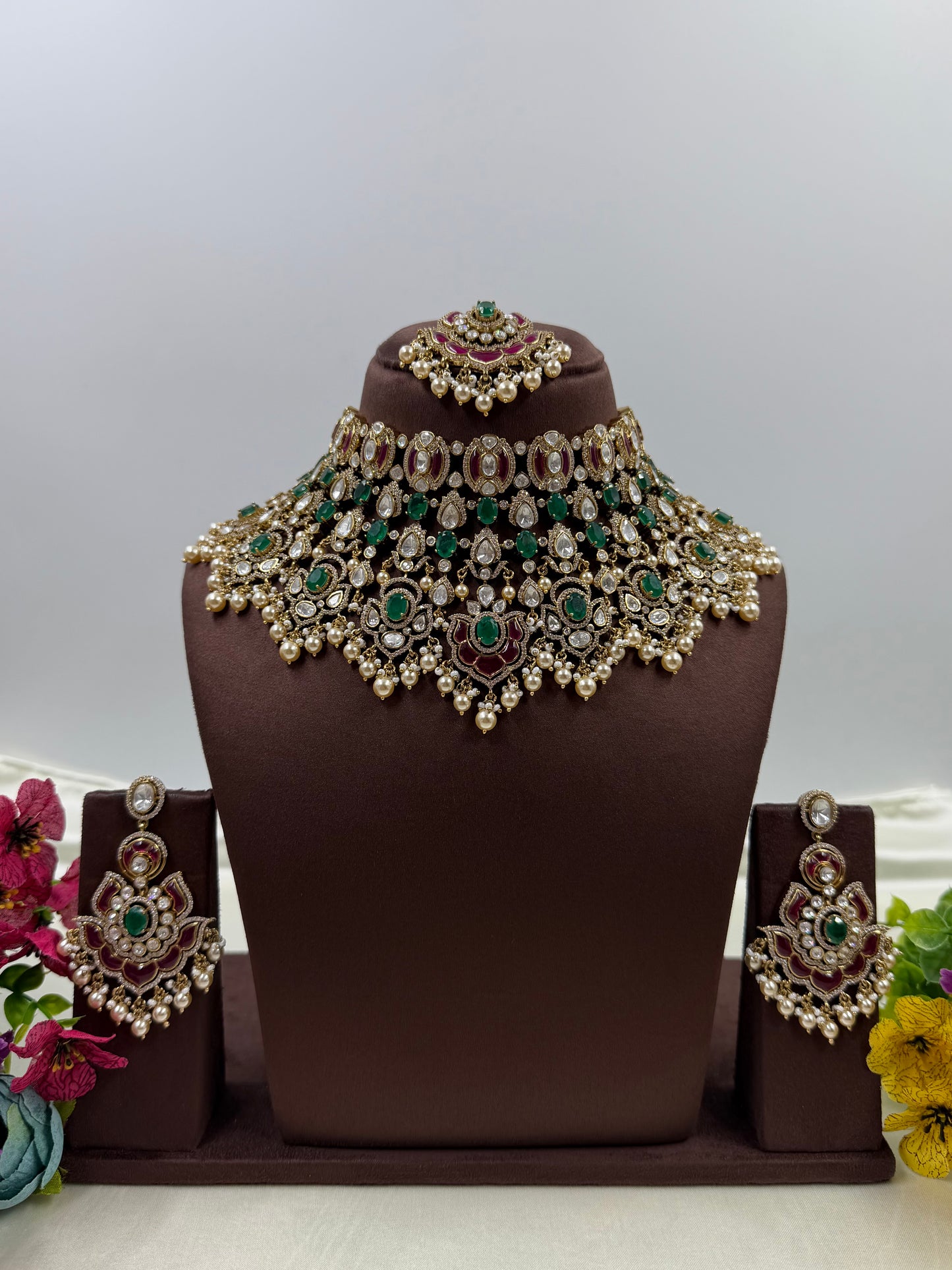 Deepa Victorian Moissanite Choker Necklace Set
