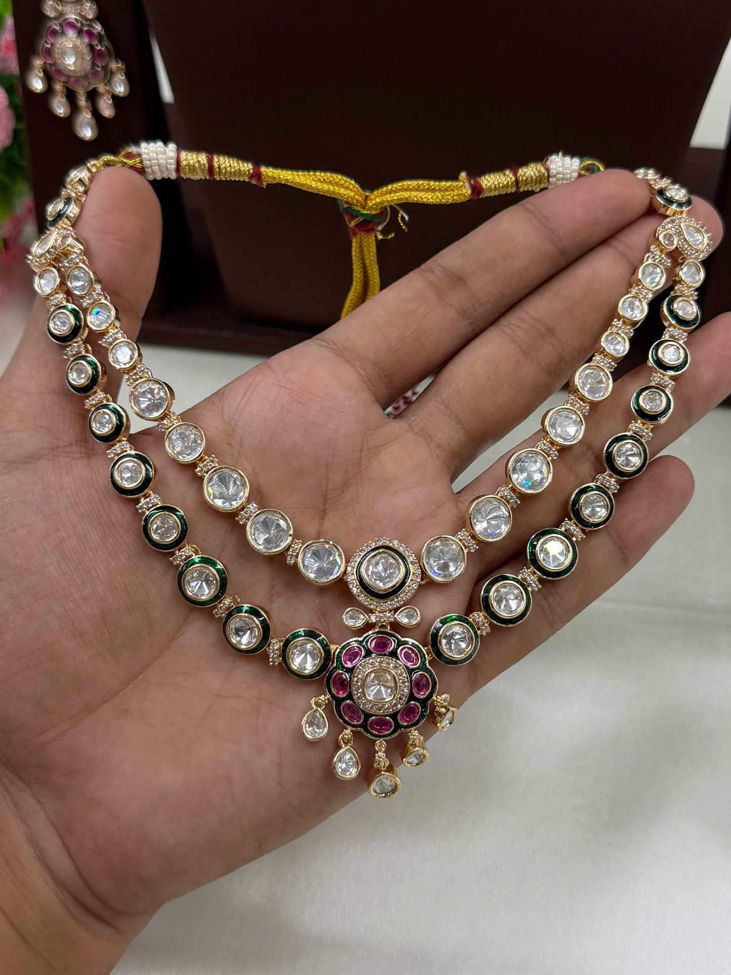 Deepti Moissanite Double Layer Necklace Set