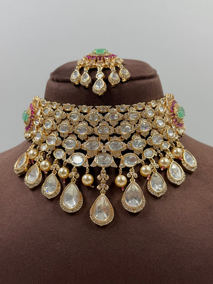 Jhanvi Moissanite Choker Necklace Set