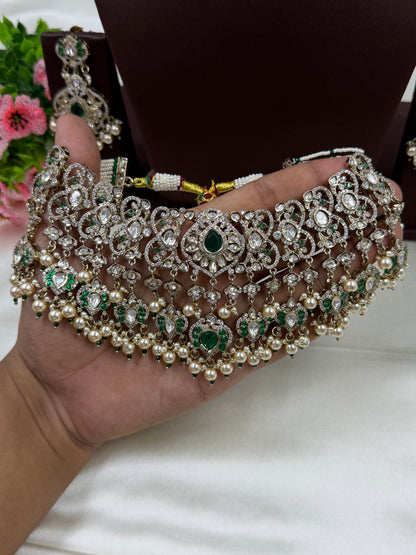 Prapti Premium Moissanite Victorian Choker Set