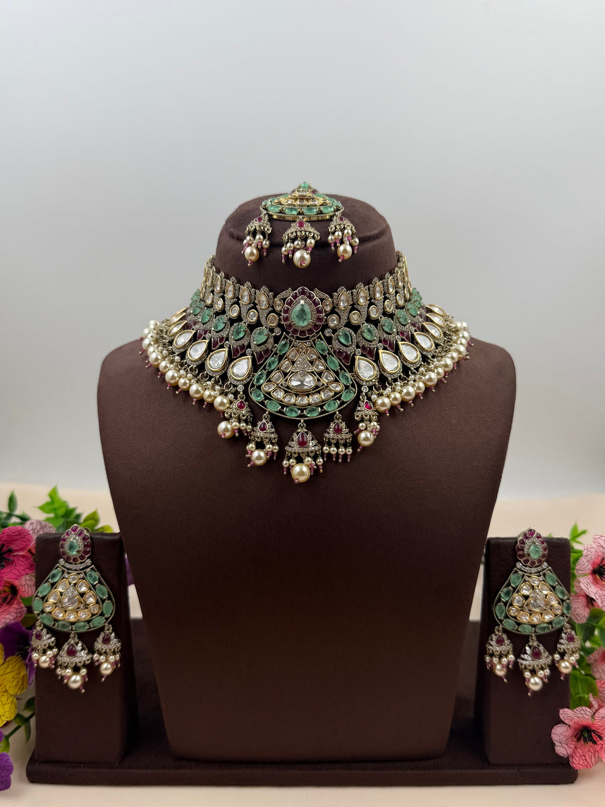 Utkarsha Victorian Moissanite Choker Necklace Set