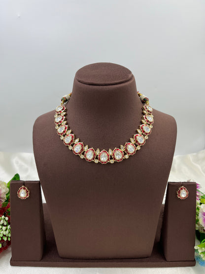 Petal whirl Premium Moissanite Kundan Necklace