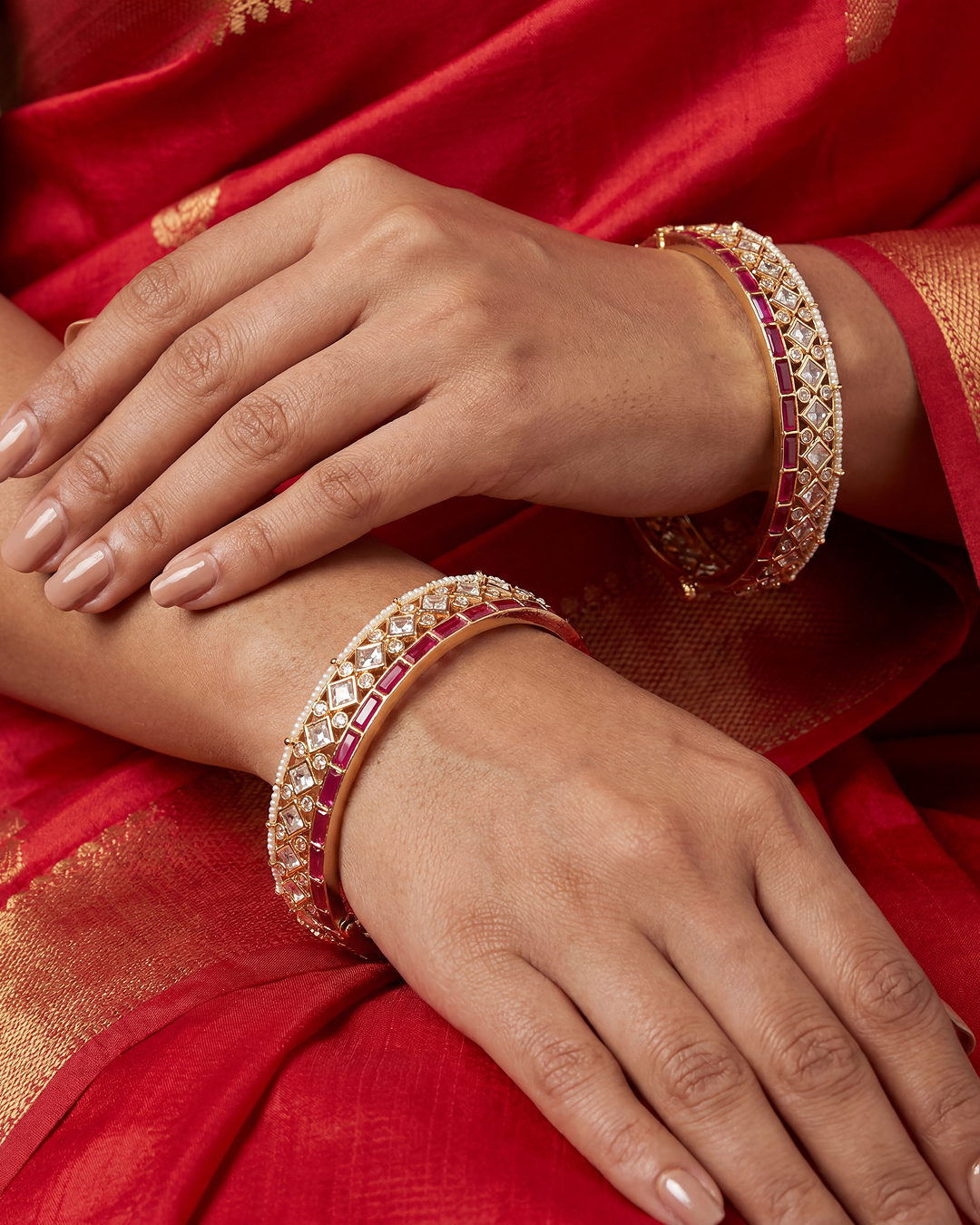 Mania Premium Moissanite Kundan Bangles