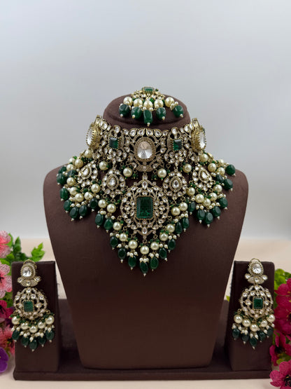 Mrinalini Victorian Moissanite Pearl Choker Necklace Set