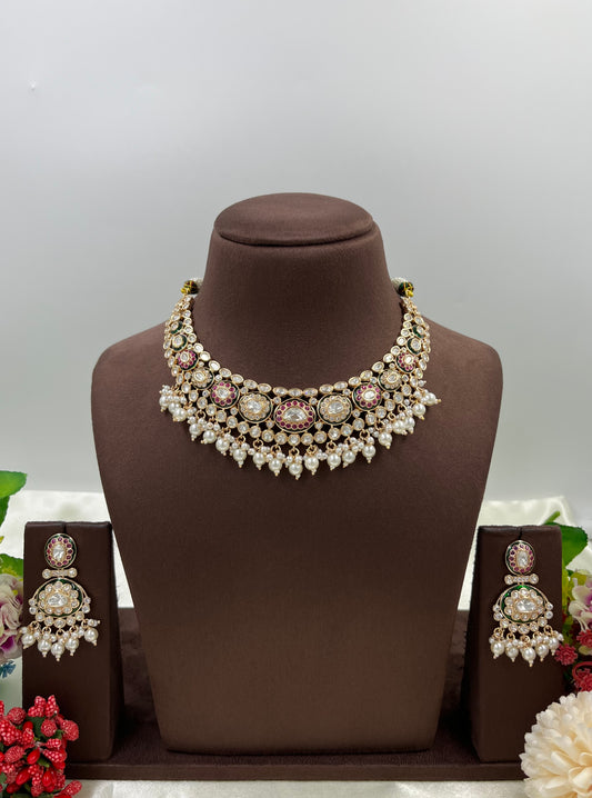 Kesar Moissanite Kundan Necklace