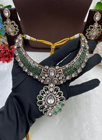 Razia Premium Moissanite Kundan Necklace