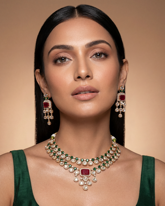 Ganga Moissanite Necklace Set