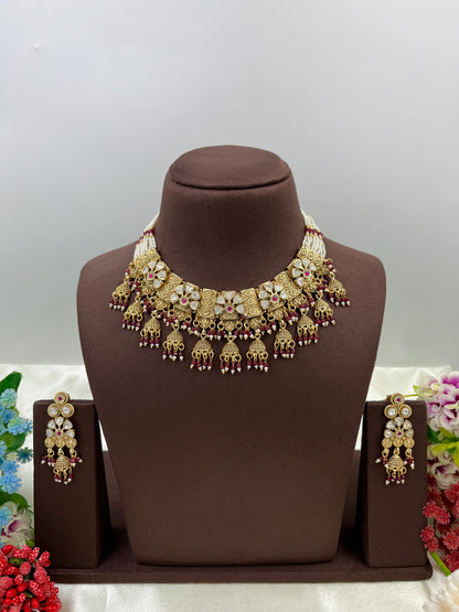 Navi Premium Antique Gold Necklace Set