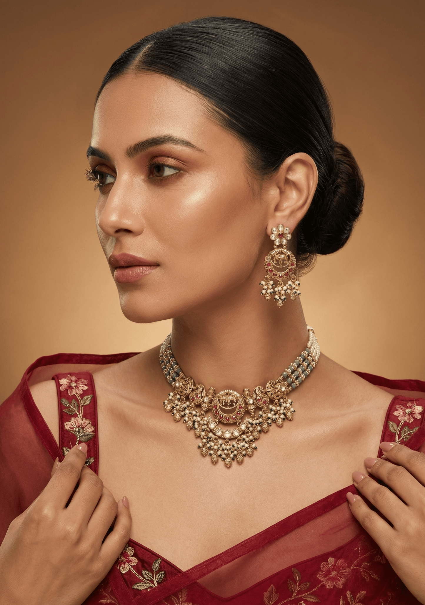 Royal Hathi Antique Gold Necklace set