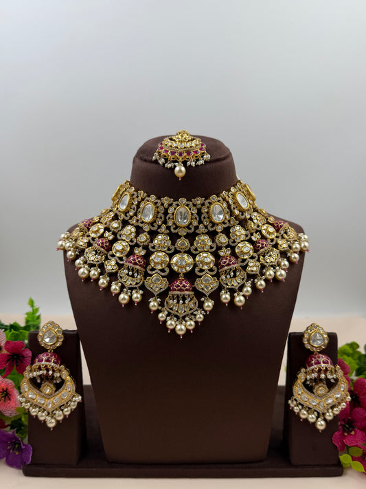 Devanshi Kundan Pearl Choker Necklace Set
