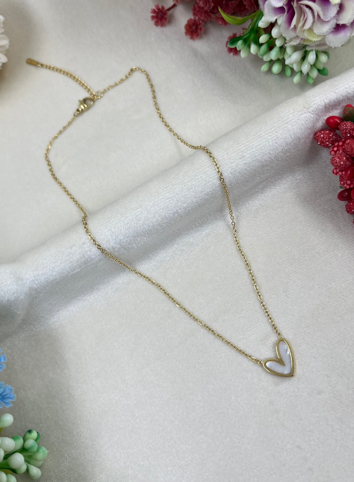 Marble Heart Gold Necklace