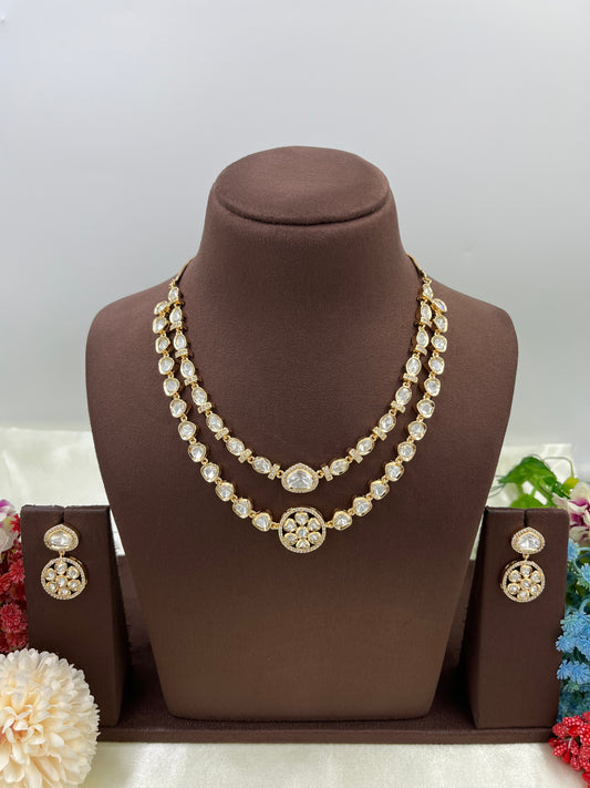 Pranjal Double layer moissanite kundan Necklace