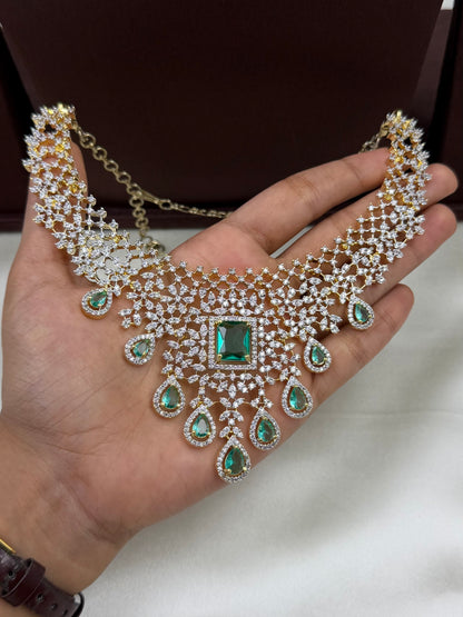 Jacquelin American Diamond Two Tone Necklace Set