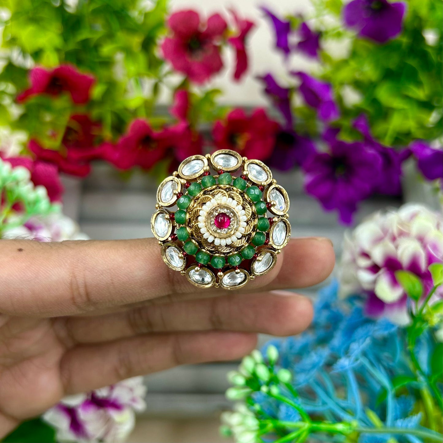 Pooja Heritage Ring (Adjustable)