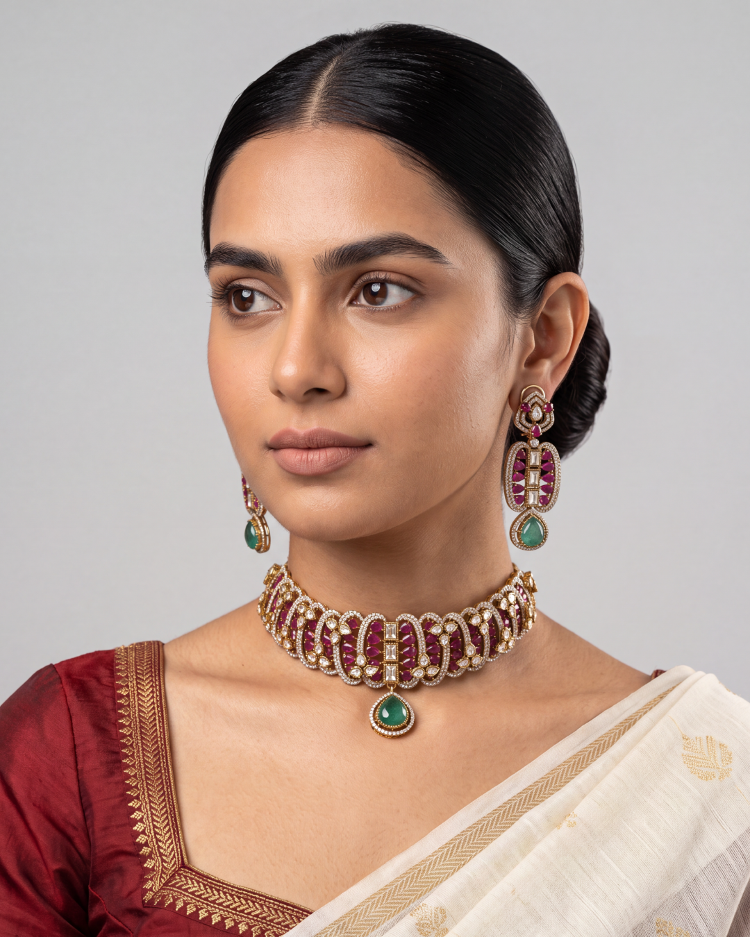 Rutzz Jaipuri Kundan Necklace Set