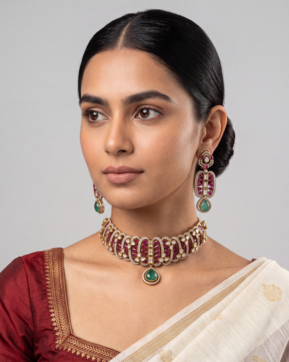 Rutzz Jaipuri Kundan Necklace Set