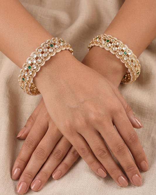 Divya Moissanite Kundan Premium Bangles Set