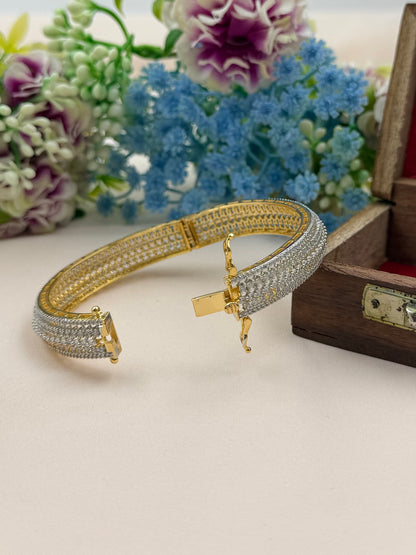 Nora American Diamond Two Tone Bangles (Openable)