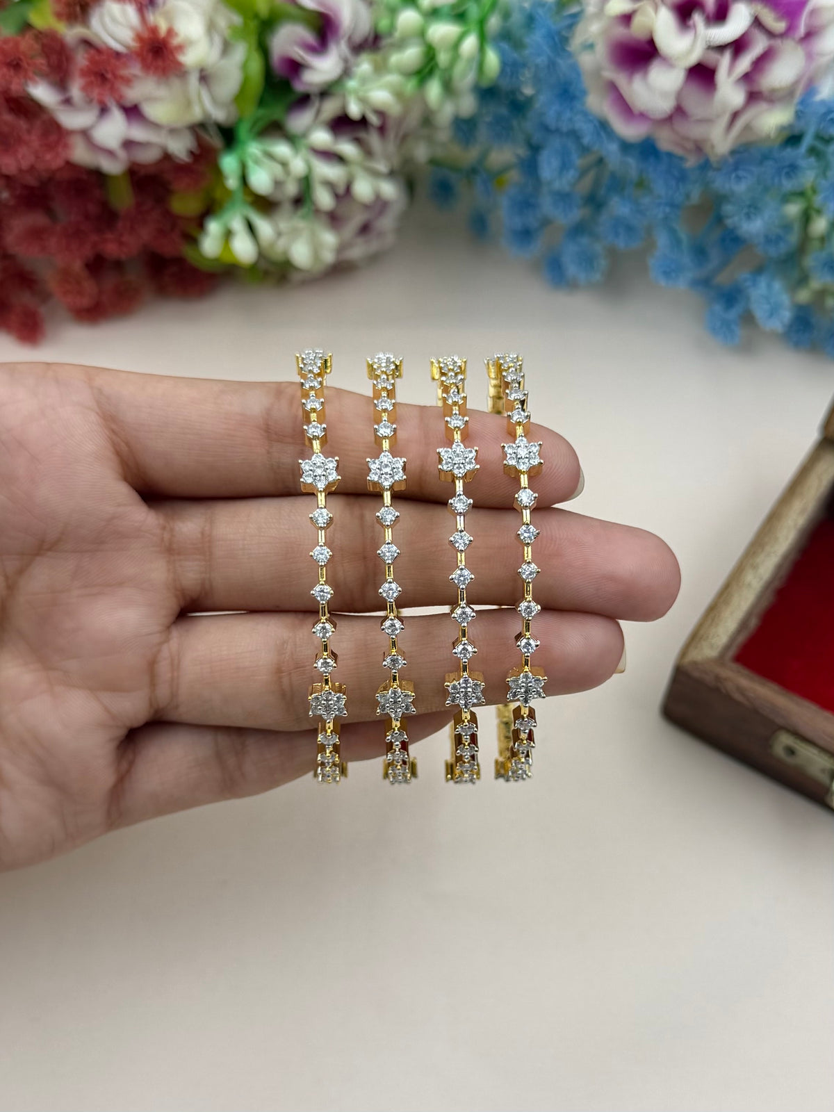 Emily American Diamond Two Tone Bangles