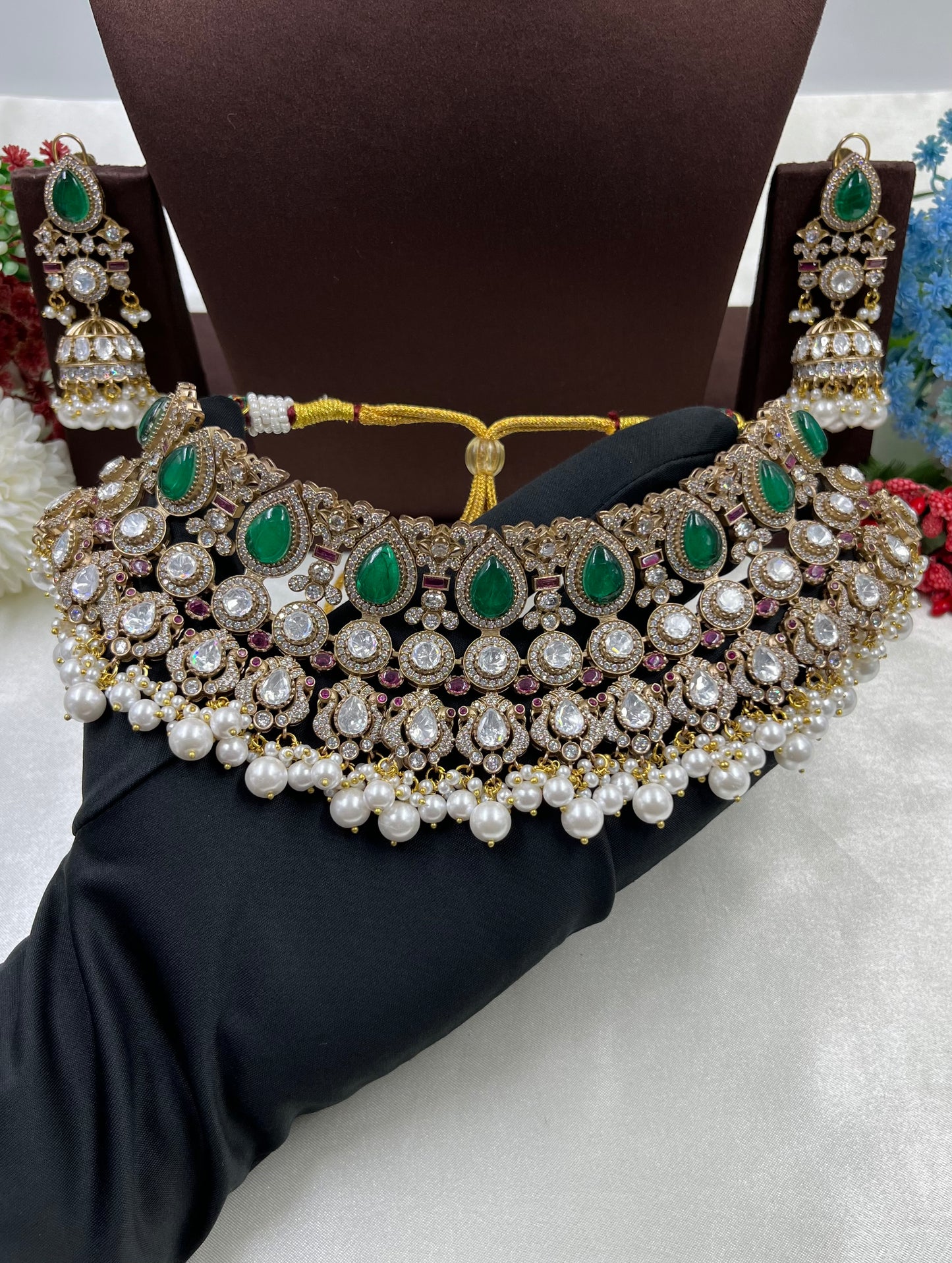 Hina Jaipuri Kundan Choker Necklace Set