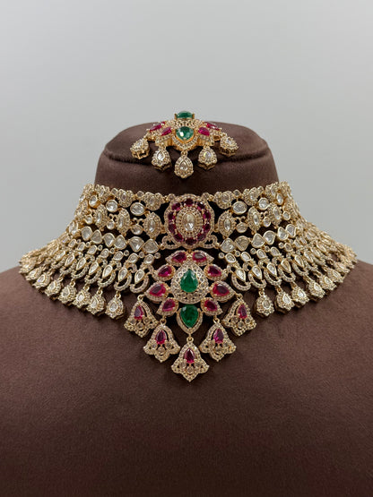 Hina Moissanite Kundan Choker Necklace Set