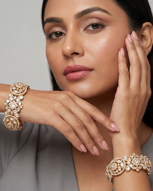Amaa Moissanite Kundan Premium Bangles Set