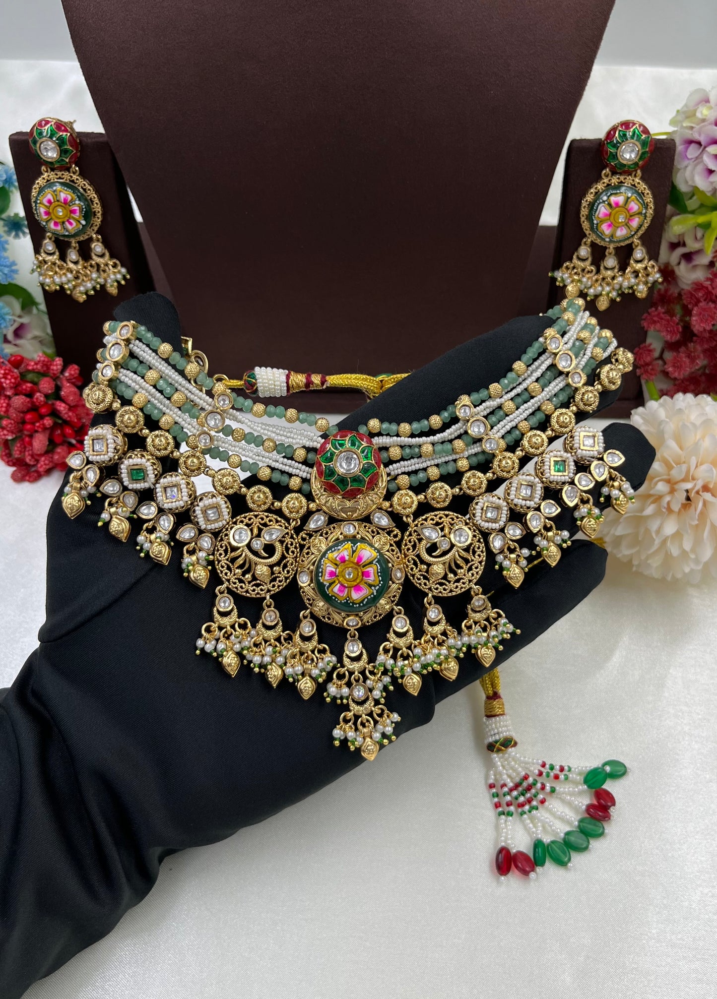 Devika Premium Antique Gold Necklace Set