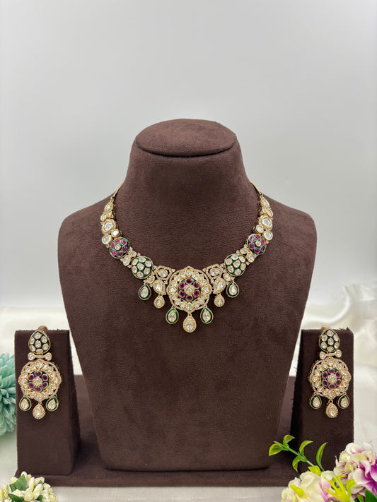 VARNIKA KUNDAN PREMIUM MOISSANITE NECKLACE