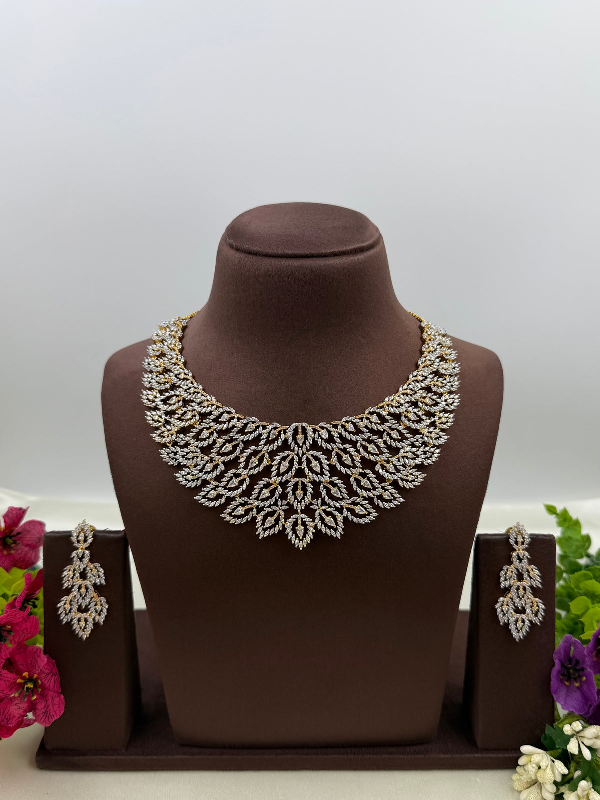 Jennifer American Diamond Two Tone Necklace Set