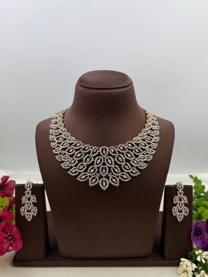 Jennifer American Diamond Two Tone Necklace Set