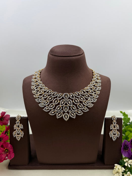 Jennifer American Diamond Two Tone Necklace Set