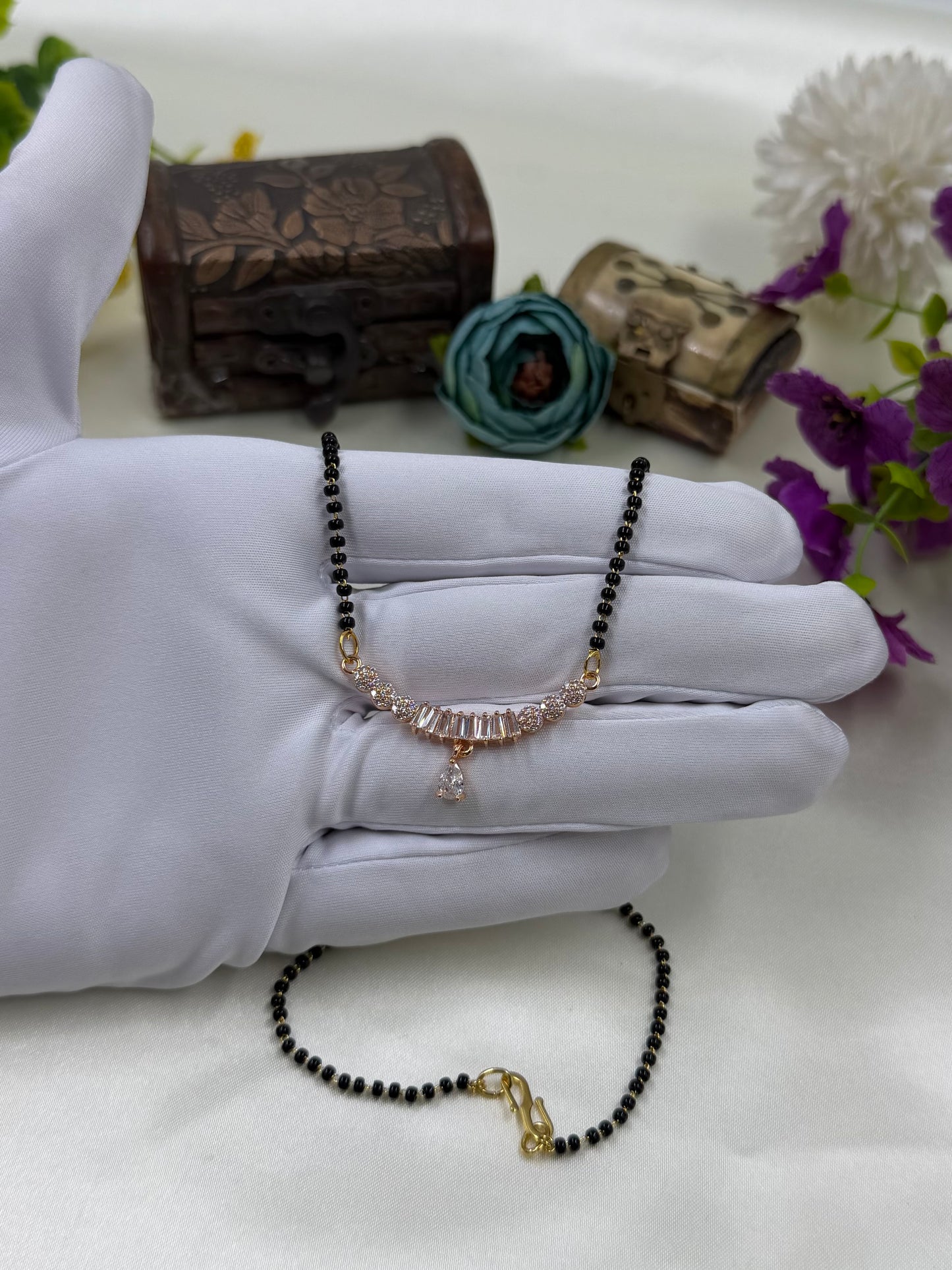 Baguette Diamond Rose Gold Mangalsutra