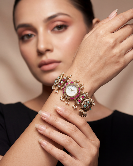 Mayuri Pachi Kundan Watch