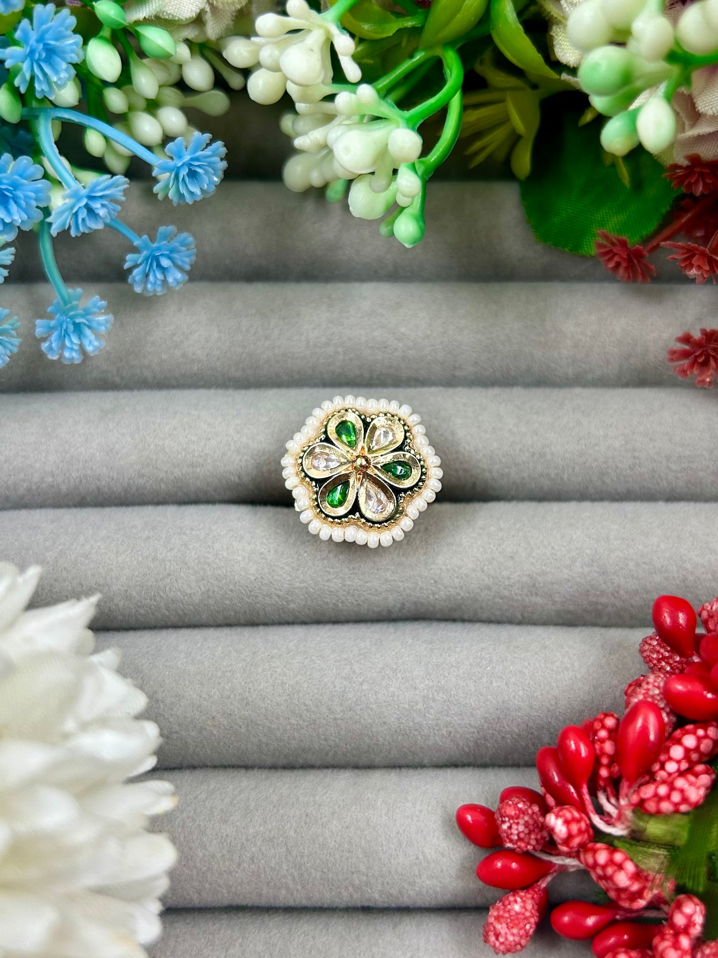 Nat Premium Moissanite Kundan Fingering