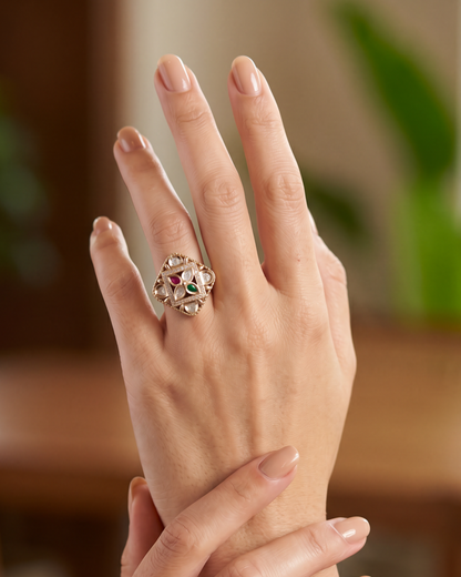 Sure Moissanite Kundan Ring