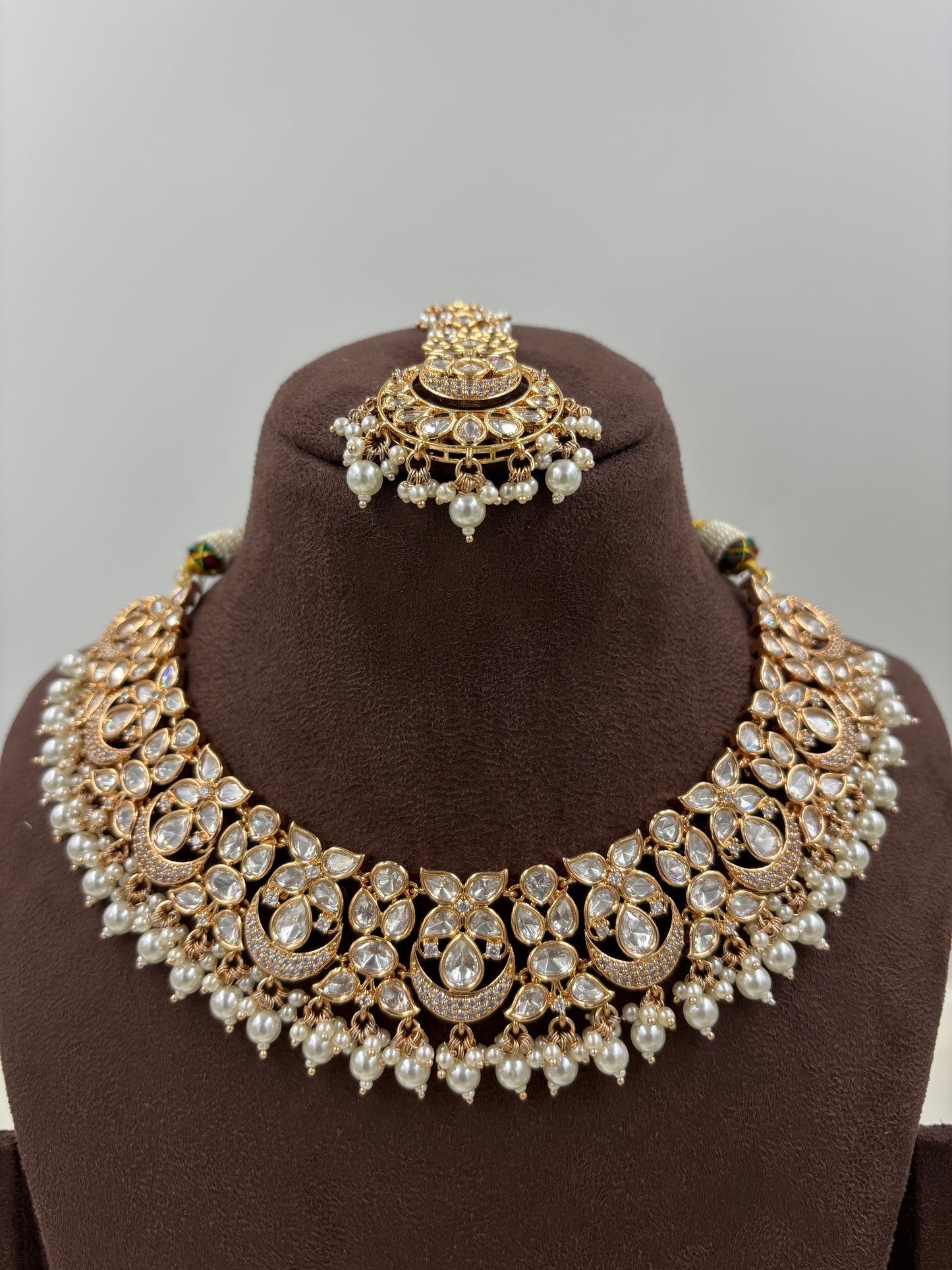 ZEENAT MOISSANITE KUNDAN PEARL NECKLACE SET
