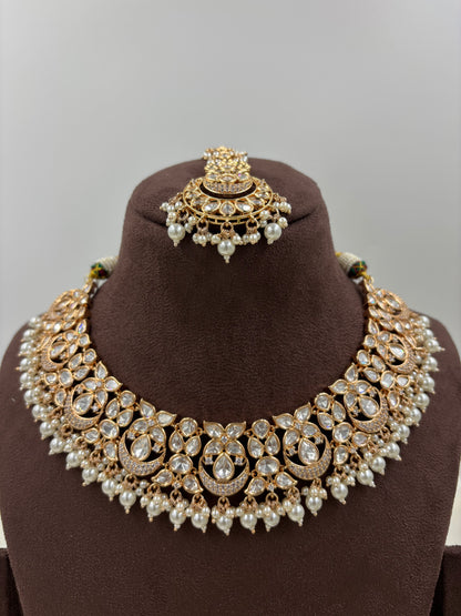 ZEENAT MOISSANITE KUNDAN PEARL NECKLACE SET